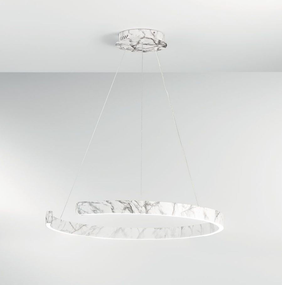Sospensione LED semicerchio effetto marmo in metallo 50W 6600LM CCT NAVEL-S100MB Sospensione LED semicerchio effetto marmo in metallo 50W 6600LM CCT NAVEL-S100MB